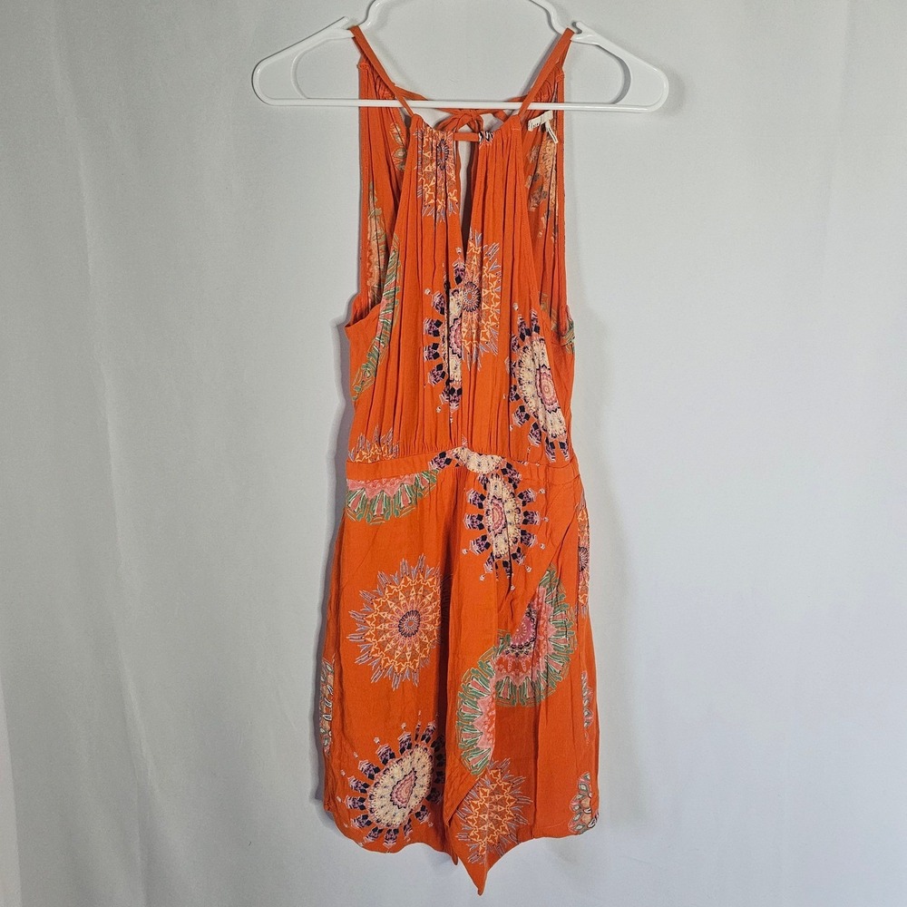 Floreat‎ Anthropologie Orange Halter Romper Boho Festival Sleeveless Women's 0P